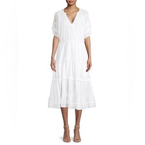 Betsey Johnson Ivory Tiered Midi Dress